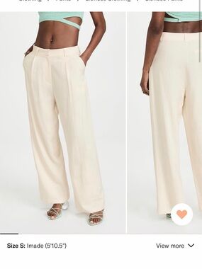 Lioness La Quinta Linen Wide-Leg High-Rise Pants in Off White/ Cream